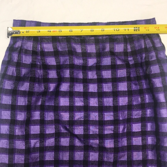 Silk Purple and Black Check pencil skirt - Picture 6 of 10